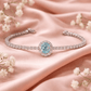 Serene Aquamarine Oval Halo Tennis Bracelet - Silvorn India