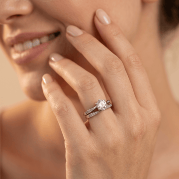 Serenity Duo Ring – Harmony Bands with Radiant Solitaire - Silvorn India