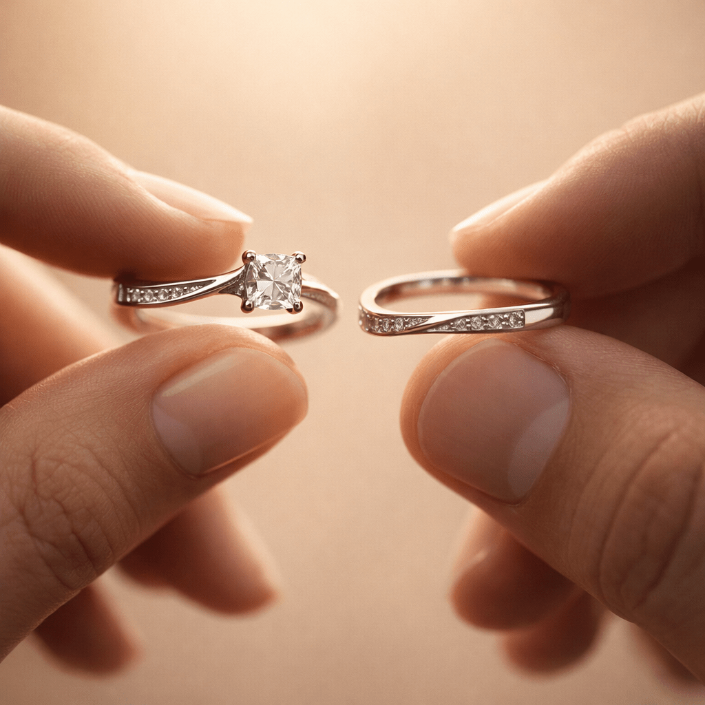 Serenity Duo Ring – Harmony Bands with Radiant Solitaire - Silvorn India