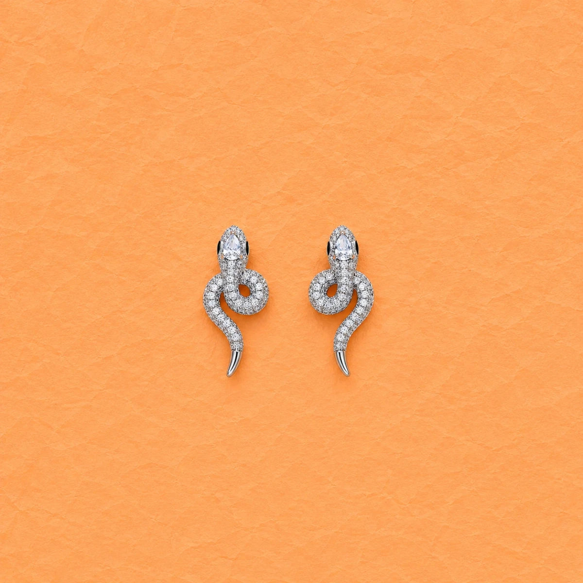 Silver 925 snake-twist zirconia stud earrings, sparkling coiled drop design