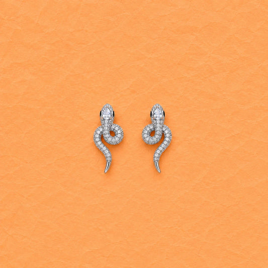 Serpent Twist Zirconia Studs - Silvorn India