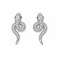 Pair of silver 925 snake-twist zirconia stud earrings, glittered coil with center loop