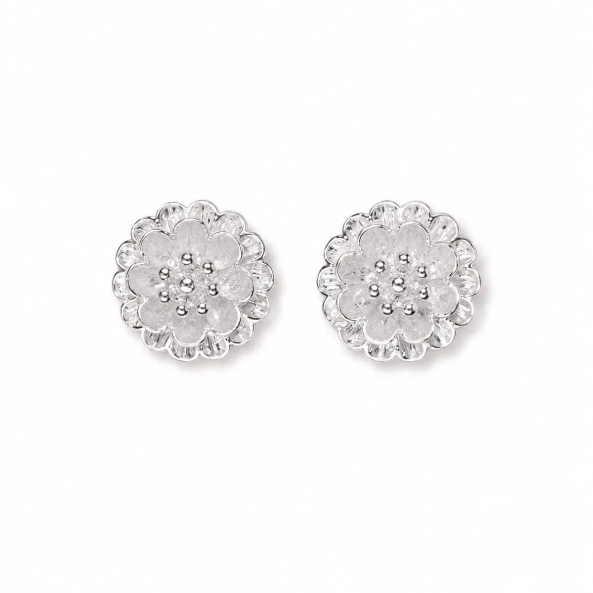 Silver Bloom Floral Studs - Silvorn India