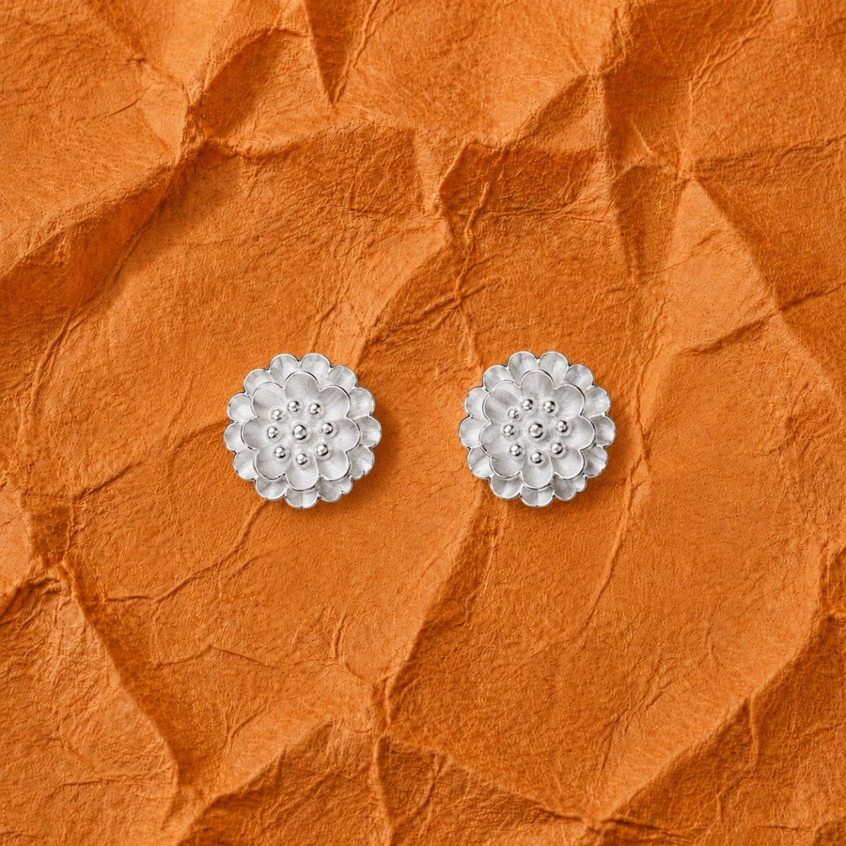 Silver Bloom Floral Studs - Silvorn India