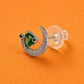 Silver Crescent Moon and Star Green Heart Crystal Studs | 925 Sterling Silver - Silvorn India