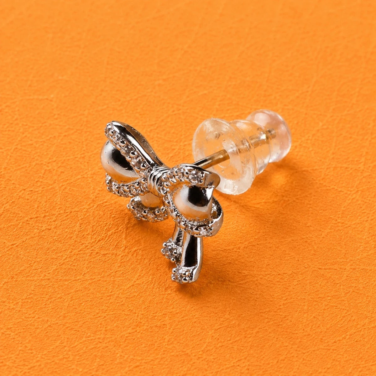 Silver Crystal Bow Studs | 925 Sterling Silver - Silvorn India