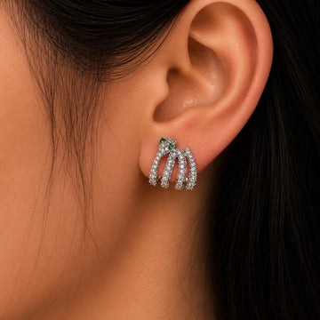 Silver Crystal Snake Hoop Earrings - Silvorn India
