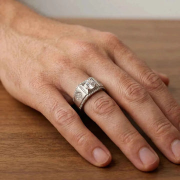 Silver Matte Finish Ring with Round-Cut Stone