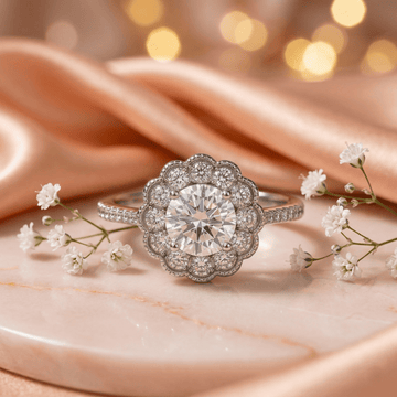 Silver Petal Halo Ring - Silvorn India