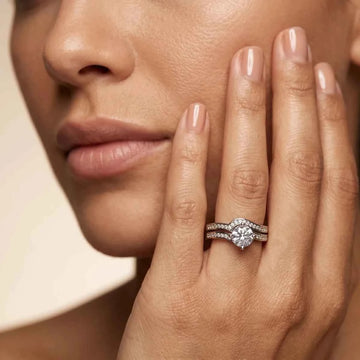 Silver Ring Set with Round Crystal Solitaire