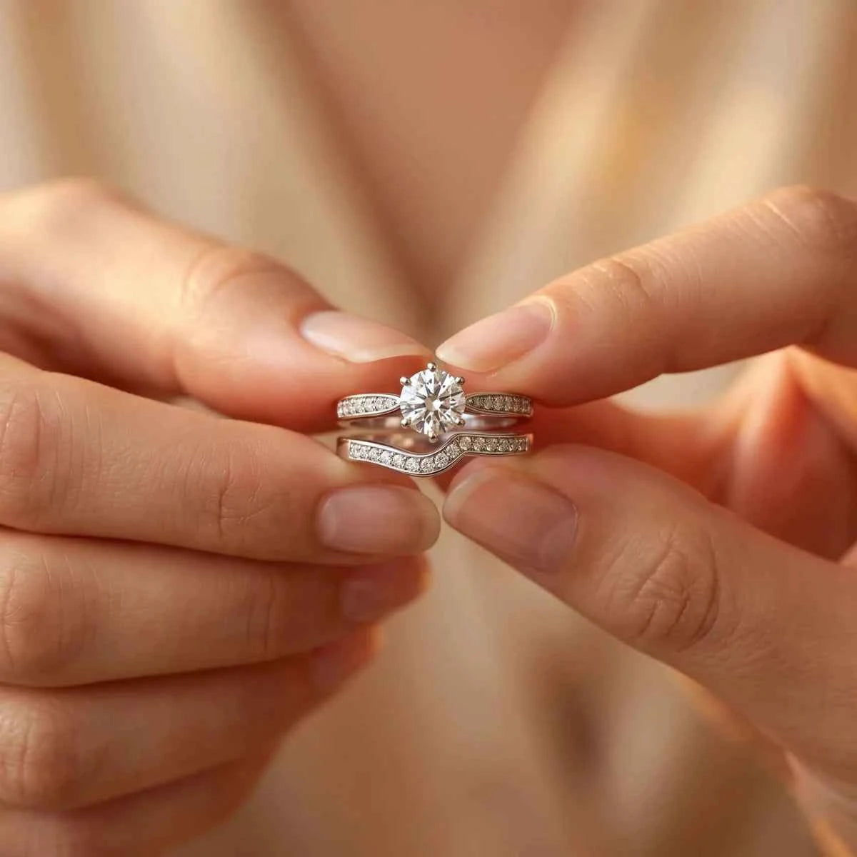 Silver Ring Set with Round Crystal Solitaire - Silvorn India