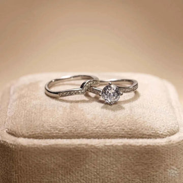 Silver Ring Set with Round Crystal Solitaire