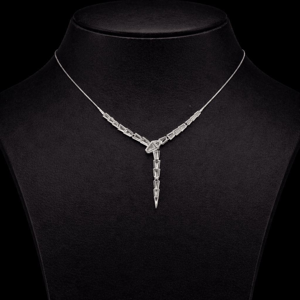 Sleek Geometric Baguette Y - Drop Necklace - Silvorn India