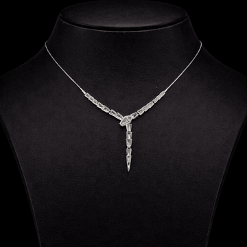 Sleek Geometric Baguette Y - Drop Necklace - Silvorn India