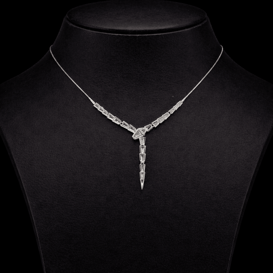 Sleek Geometric Baguette Y-Drop Necklace - 925 Silver Jewelery