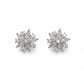 Snowflake Bloom zirconia stud earrings in 925 silver, prong-set starburst flower stones