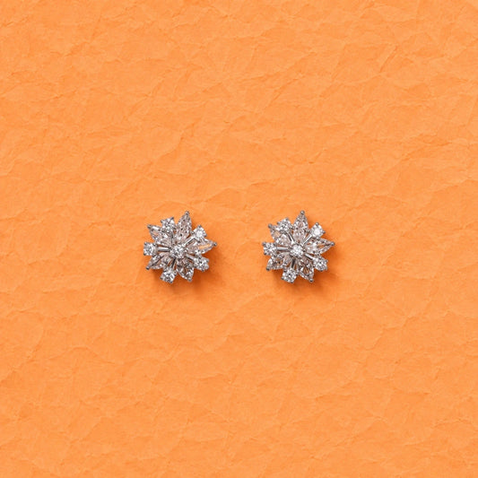 Snowflake Bloom Zirconia Studs - 925 Silver Jewelery
