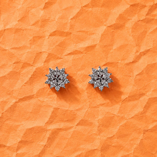 Snowflake Bloom Zirconia Studs - 925 Silver Jewelery