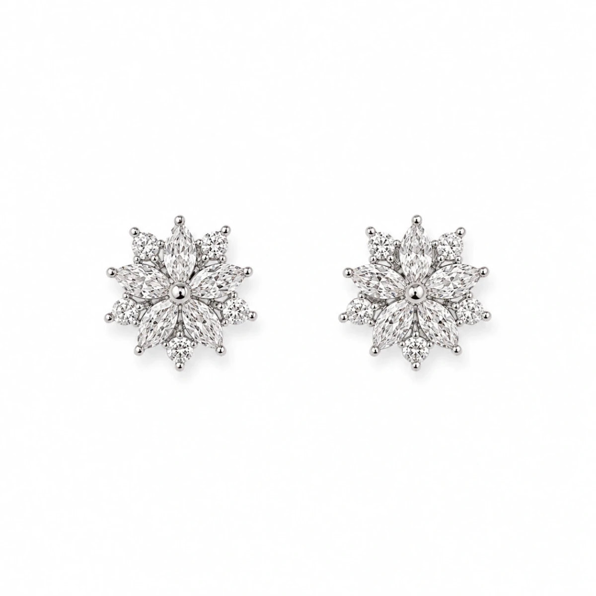 Snowflake Bloom Zirconia Studs - Silvorn India