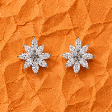 Snowflake Blossom Crystal Studs - Silvorn India