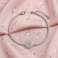 Silver 925 round halo tennis bracelet with pave chain, lobster clasp and small charm