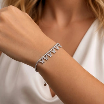 Sparkling CZ Butterfly Link Bracelet for Women - Silvorn India