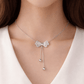 Sparkling Textured Bow Drop Necklace - Silvorn India