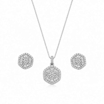 Sparkling Zircon Necklace & Stud Earrings