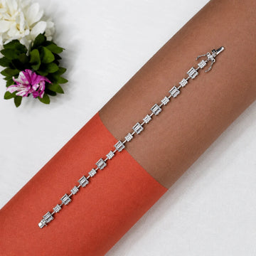 Square Cut Crystal Tennis Bracelet for Women - Silvorn India