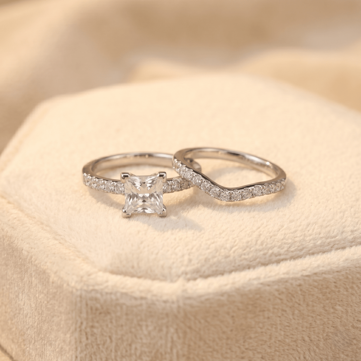 Stellar Crown Dual Ring – Princess Cut Wrap with Pave Brilliance - Silvorn India