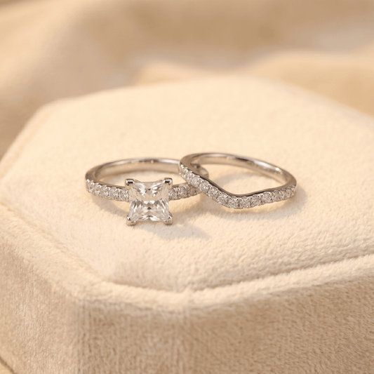 Stellar Crown Dual Ring – Princess Cut Wrap with Pave Brilliance - 925 Silver Jewelery