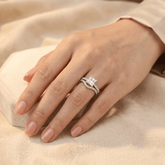 Stellar Crown Dual Ring – Princess Cut Wrap with Pave Brilliance - 925 Silver Jewelery