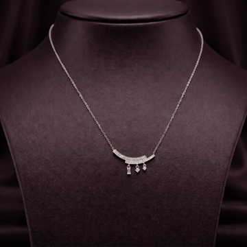 Stylish Curve Necklace with Tiny Hanging Crystals - Silvorn India
