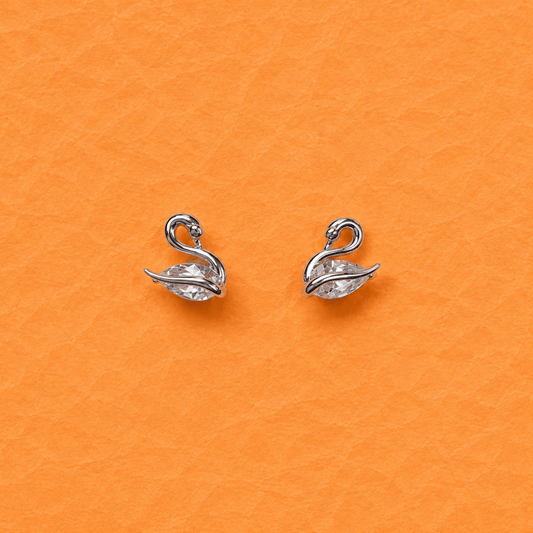 Swan Crystal Studs - 925 Silver Jewelery