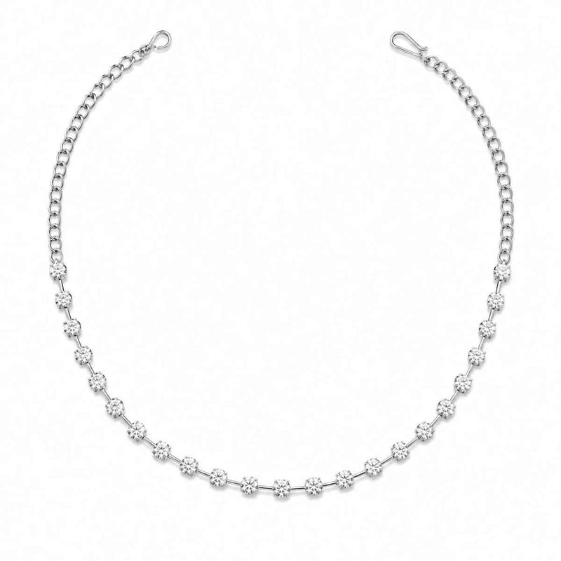 925 silver necklace with evenly spaced round crystal links and spring clasp