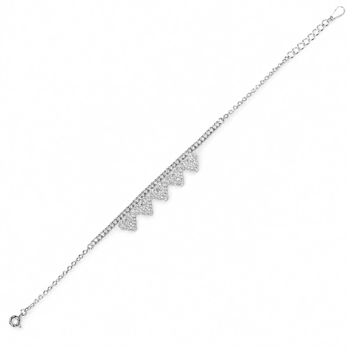 Triangle Heart Charm Tennis Bracelet for Women - Silvorn India