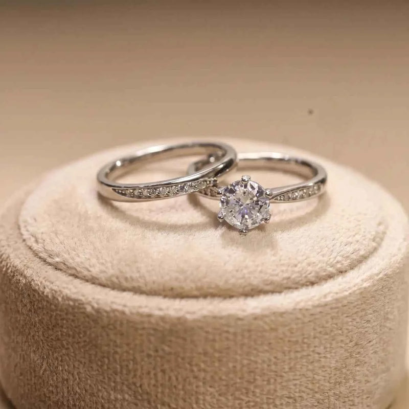 Twin Shine 925 Silver Zirconia Ring Duo for Women - 925 Silver Jewelery