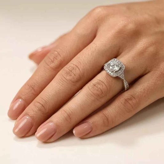 Twisted Halo Sterling Silver Ring - 925 Silver Jewelery