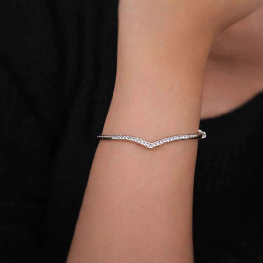 V-Curve Sterling  Open Cuff Bracelet for Women