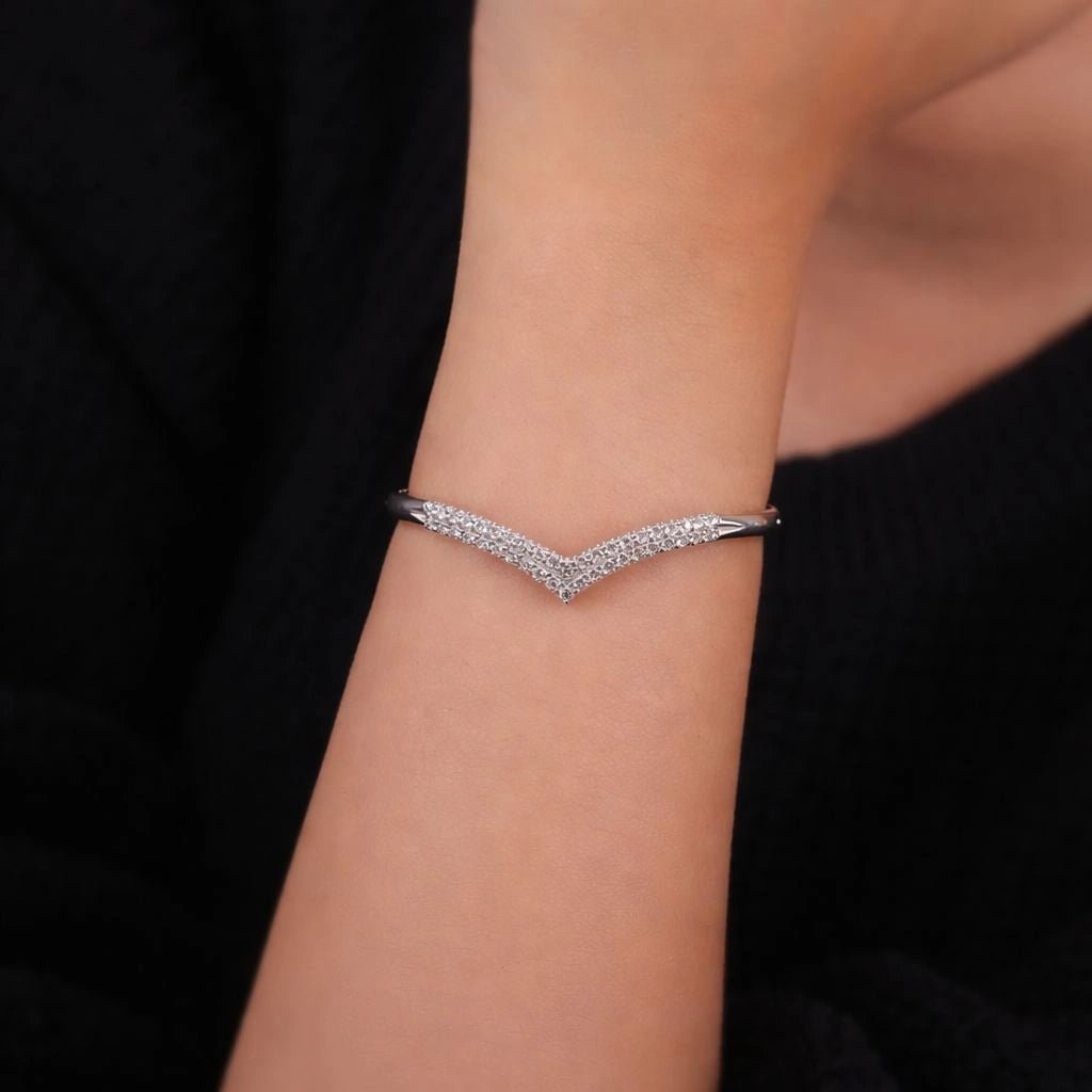 V - Shaped Sterling Cuff Bracelet for Women - Silvorn India