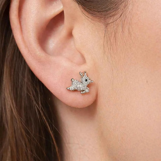 Whimsical Reindeer Pavé Studs - 925 Silver Jewelery