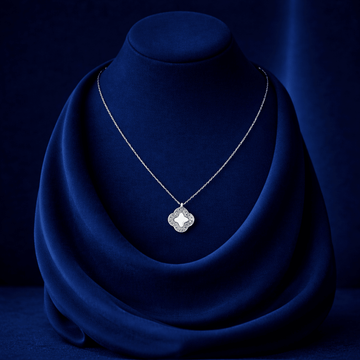 White Enamel Clover Pendant Necklace – Timeless Minimal Elegance - Silvorn India