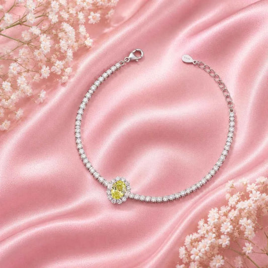 Yellow Oval Solitaire Stone Bracelet