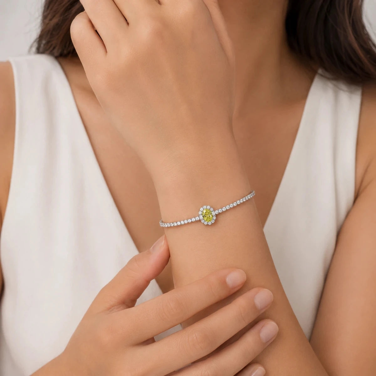 Yellow Oval Solitaire Stone Bracelet - Silvorn India