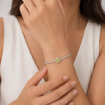 Yellow Oval Solitaire Stone Bracelet - Silvorn India
