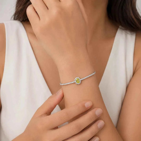 Yellow Oval Solitaire Stone Bracelet