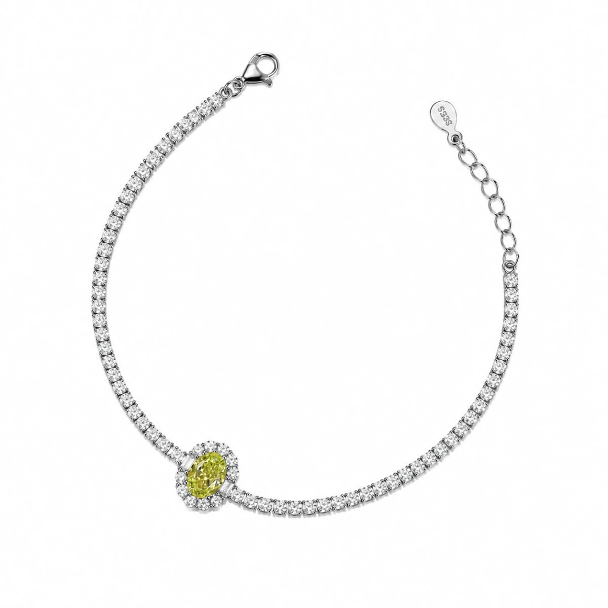 Yellow Oval Solitaire Stone Bracelet - Silvorn India