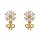 Zirconia Floral Bow Hanging Studs - Silvorn India