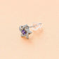 Star stud earrings with purple zirconia in 925 silver, butterfly backs